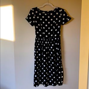 Topshop polka dot, cap sleeve midi dress